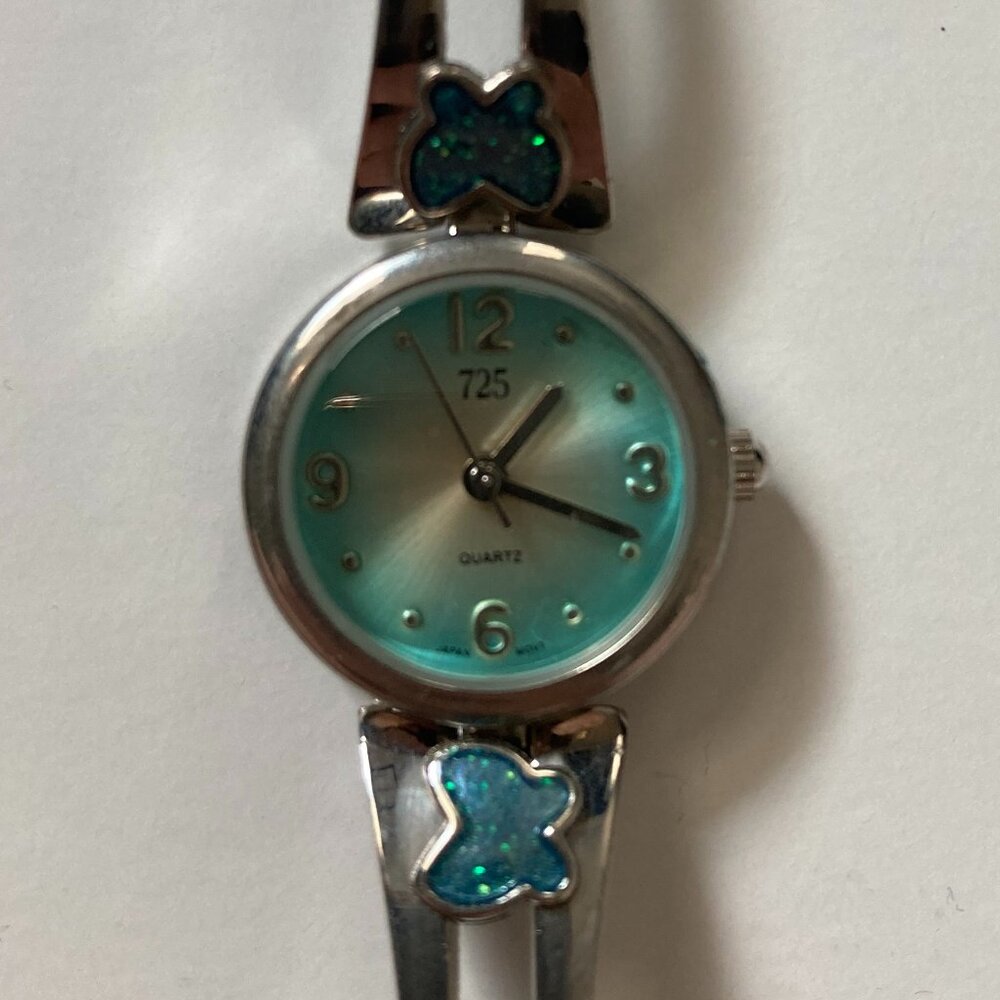 Vintage 725 Blue Butterfly Stainless Steel Watch